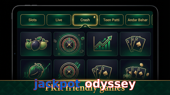 Game list for Jackpot Odyssey games section